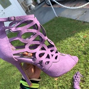 Purple suede heels